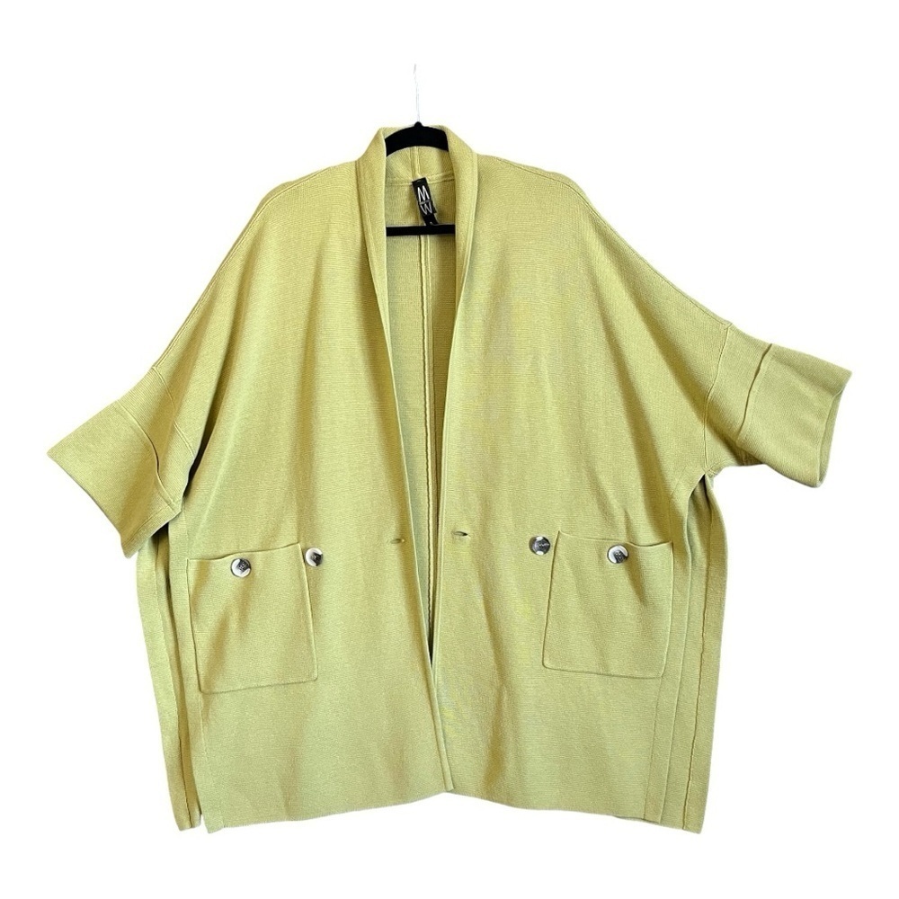 Open-Front Short Sleeve Cardigan Sweater - Light Green